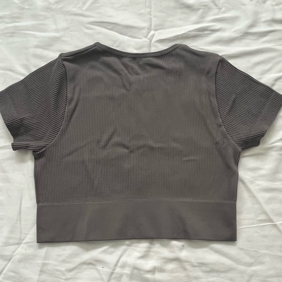 Garage Scoop Neck Mini Rib Knit Crop Top - Picture 2 of 2